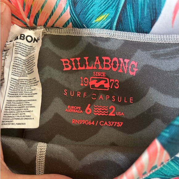 Billabong Green and Pink Leaf Print Bikini - Picture 3 of 9